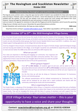 2018 Village Survey- Your Views Matter – This Is Your