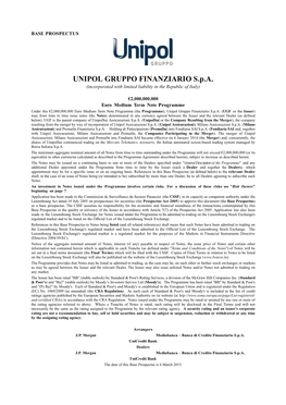 UNIPOL GRUPPO FINANZIARIO S.P.A. (Incorporated with Limited Liability in the Republic of Italy)