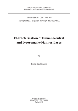 Characterisation of Human Neutral and Lysosomal Α-Mannosidases
