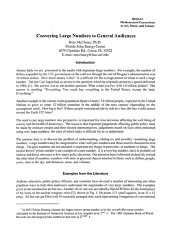 Conveying Large Numbers to General Audiences Ross Mccluney, Ph.D