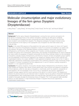 Dryopteris (Dryopteridaceae) Li-Bing Zhang1,2*, Liang Zhang1, Shi-Yong Dong3, Emily B Sessa4, Xin-Fen Gao1 and Atsushi Ebihara5