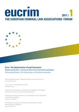 THE European CRIMINAL LAW Associations' Forum 12011