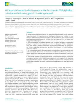 Genome Duplications in Malpighiales Coincide with Eocene Global Climatic Upheaval