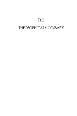 The Theosophical Glossary