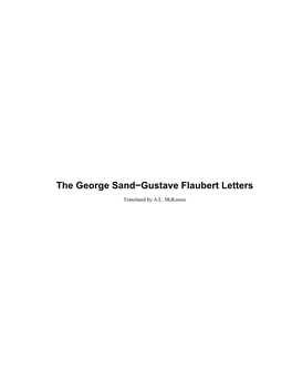 The George Sand-Gustave Flaubert Letters