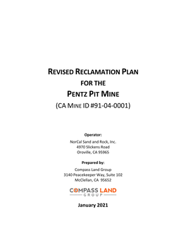 Revised Reclamation Plan for the Pentz Pit Mine (Camine Id