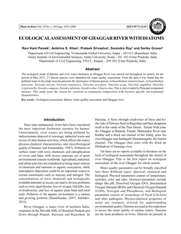 Ecological Assessment of Ghaggar River with Diatoms