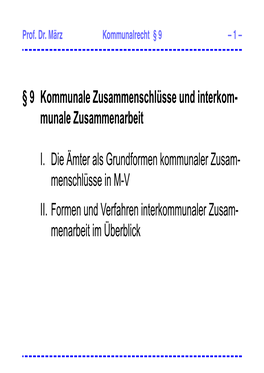 Kommr Winter 2013 -- § 9: Interkommunale Zusammenarbeit