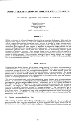 Computer Estimation of Spoken Language Skills