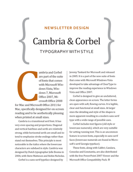 Cambria & Corbel