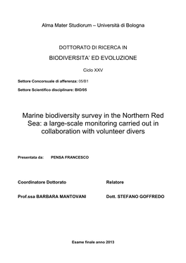 Marine Biodiversity Survey in the Northern Red Sea: a Large-Scale Monitoring Carried out in Collaboration with Volunteer Divers