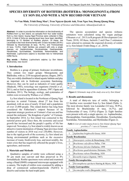 Species Diversity of Rotifers (Rotifera: Monogononta) from Ly Son Island with a New Record for Vietnam