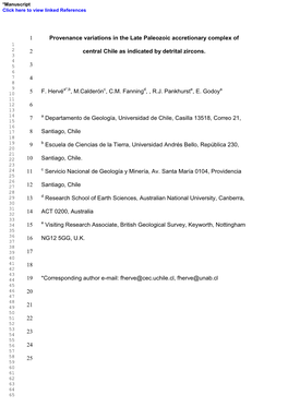 Provenance Variations in the Late Paleozoic Accretionary Complex of 1 2 2 Central Chile As Indicated by Detrital Zircons