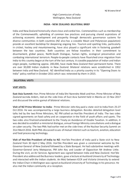 BILATERAL BRIEF India and New Zealand Historically Share