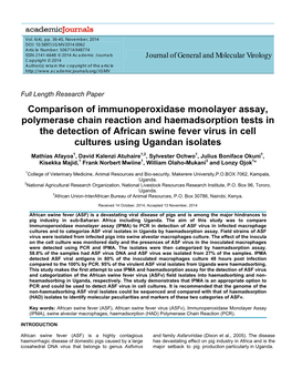 Comparison of Immunoperoxidase Monolayer Assay, Polymerase