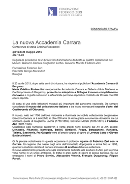 La Nuova Accademia Carrara Conferenza Di Maria Cristina Rodeschini Giovedì 28 Maggio 2015 Ore 17.30