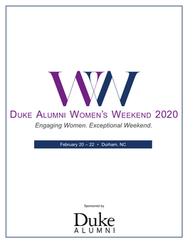 Duke Alumni Women's Weekend 2020