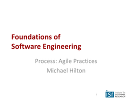 Agile Practices Michael Hilton