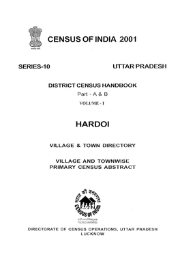 District Census Handbook, Hardoi, Part XII-A & B, Vol-I, Series-10, Uttar