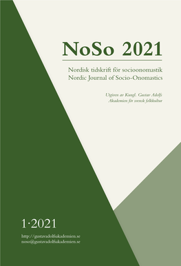 Noso 2021 Nordisk Tidskrift För Socioonomastik Nordic Journal of Socio-Onomastics