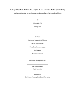 A Study of the Effects of Allura Red AC (Red 40) and Tartrazine (Yellow 5) Individually