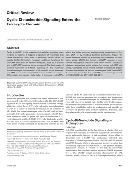 Cyclic Dinucleotide Signaling Enters the Eukaryote