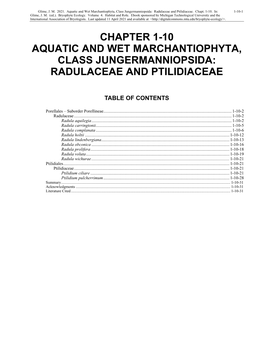 Volume 4, Chapter 1-10: Aquatic and Wet Marchantiophyta, Class