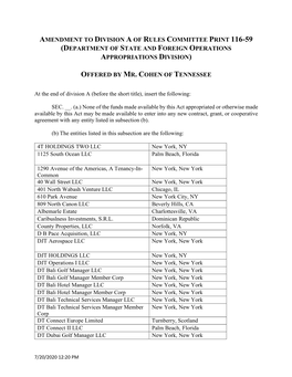 Amendment to Division a of Rules Committee Print 116-59 (Department of State and Foreign Operations Appropriations Division)