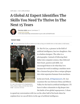 A Global AI Expert Identi Es the Skills You Need to Thrive in the Next 15