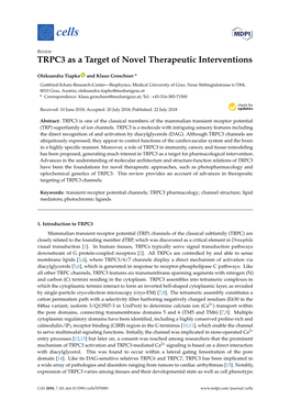 TRPC3 As a Target of Novel Therapeutic Interventions