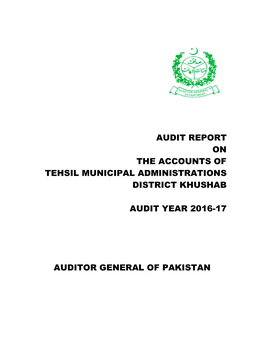 Audit Report on the Accounts of Tehsil Municipal Administrations District Khushab