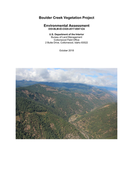 Boulder Creek Vegetation Treatment EA