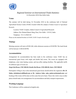 Regional Seminar on International Trade Statistics 3-6 November 2014, New Delhi, India