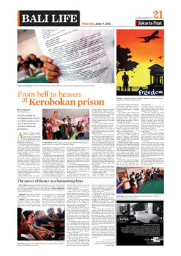 Kerobokan Prison Inmates Holds up a Script for a Play Inspired by Dante’S Divine Comedy