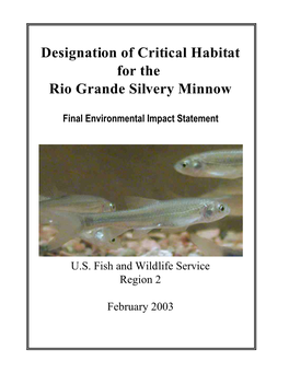 Designation of Critical Habitat for the Rio Grande Silvery Minnow