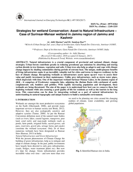 Case of Surinsar-Mansar Wetland in Jammu Region of Jammu and Kashmir Ar