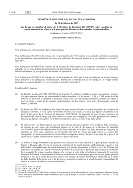 (UE) 2017/351 DE LA COMISIÓN De 24 De Febrero De 2017 Por La Que Se Modifica El Anexo De La Decisión D