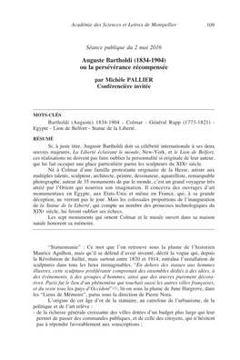 Auguste Bartholdi (1834-1904) Ou La Persévérance Récompensée