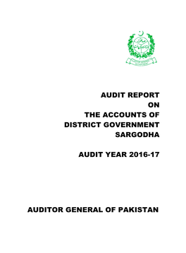 Audit Report on the Accounts of District Government Sargodha Audit Year