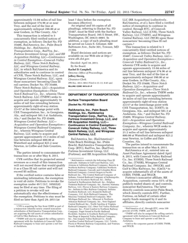 Federal Register/Vol. 76, No. 78/Friday, April 22, 2011/Notices