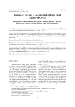 Preliminary Checklist of Vascular Plants of Bioko Island (Equatorial Guinea)