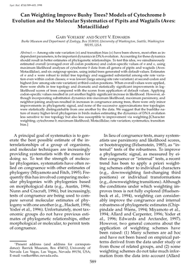 Can Weighting Improve Bushy Trees? Models of Cytochrome B Evolution