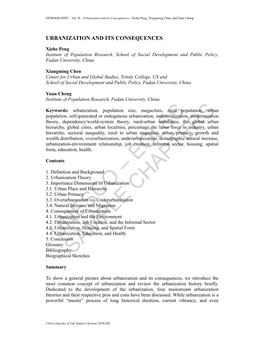 Urbanization and Its Consequences - Xizhe Peng, Xiangming Chen, and Yuan Cheng