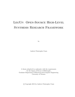 Legup: Open-Source High-Level Synthesis Research Framework