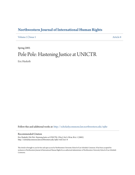 Hastening Justice at UNICTR Eric Husketh