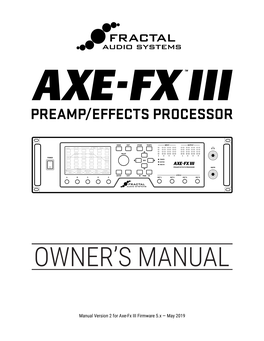 Axe-Fx III Owner's Manual