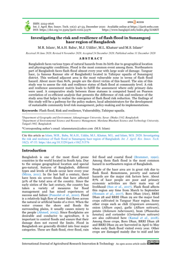 Investigating the Risk and Resilience of Flash Flood in Sunamgonj Haor Region of Bangladesh