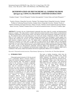 DETERMINATION of PHYTOCHEMICAL COMPOUND from Spirogyra Sp