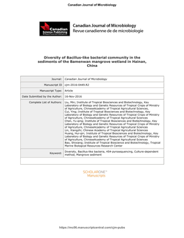 Diversity of Bacillus-Like Bacterial Community in The