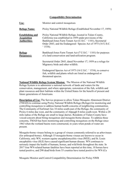 Compatability Determination Outline